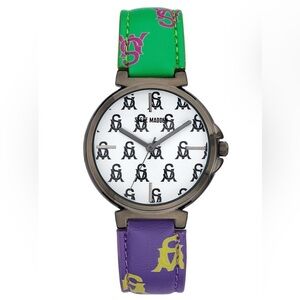 NIB Steve Madden Logo Patterned Strap Watch